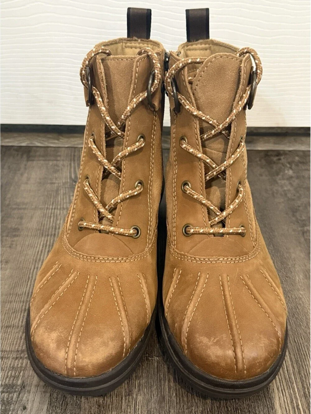 UGG HAPSBURG DUCK Boots lace up Side Zip Waterproof Tan Women's Size 7